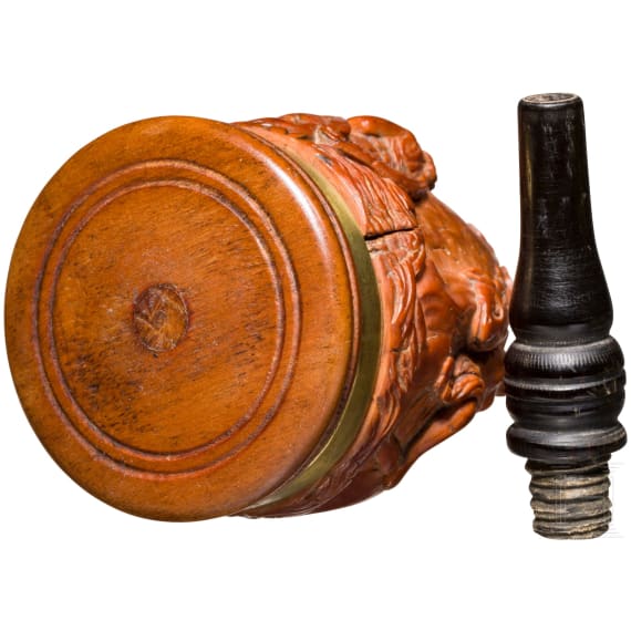 A carved boxwood priming flask, German, ca. 1700