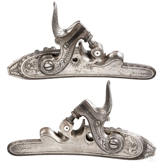 A pair of early percussion locks, probably England, circa 1825