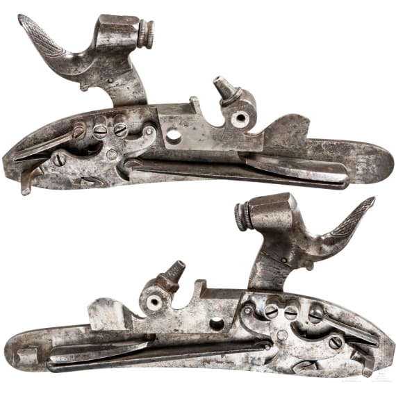 A pair of early percussion locks, probably England, circa 1825