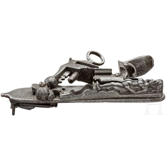 A Miquelet lock with erotic decoration, Italy, 18th century