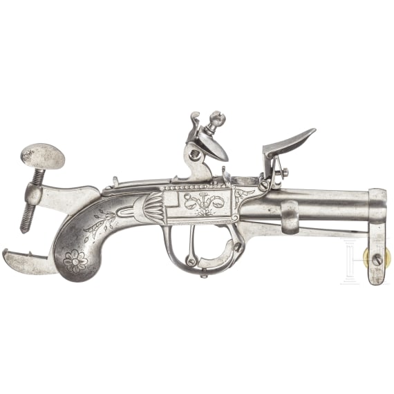 A full metal flintlock shooting trap, ca. 1800