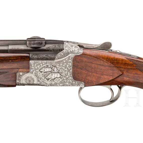 A cased O/U rifle FN Mod. Express with Hertel & Reuss scope and interchangeable O/U rifle barrel with Hertel & Reuss scope