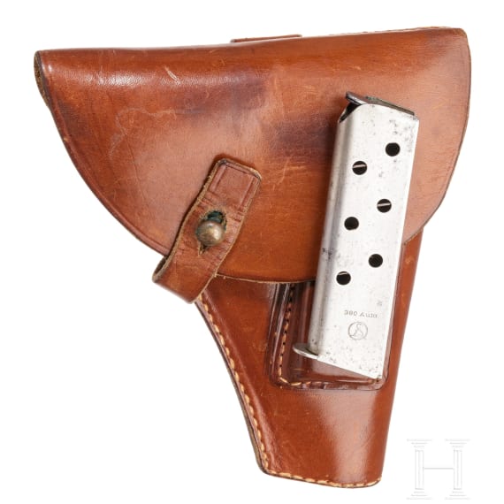 An Ortgies pistol in cal. 9 mm short, export model with holster