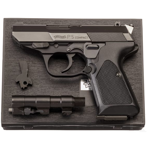 A Walther P 5 Compact, Protoytpe with special hammer and spare barrel with silecner thread, new in box