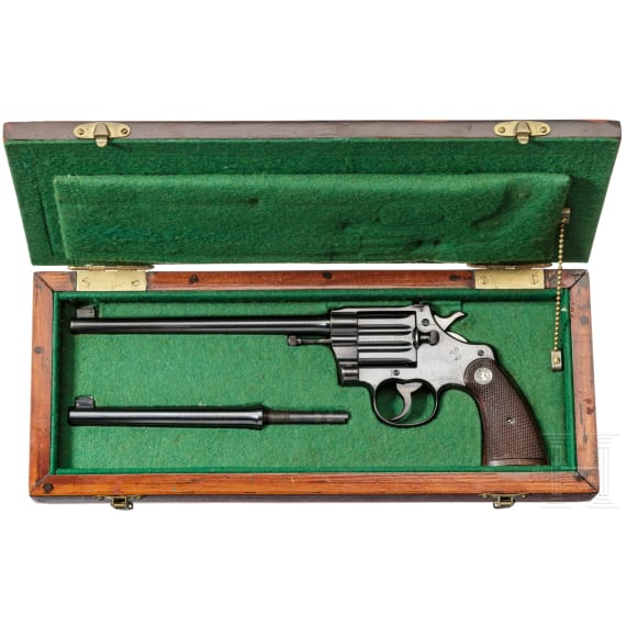 A cased Colt Camp Perry Model with interchangeable barrel