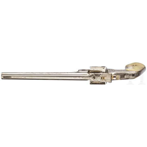 A cased deluxe Model 3 Russian First Model with engraved nickel finish