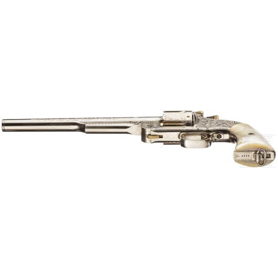 A cased deluxe Model 3 Russian First Model with engraved nickel finish