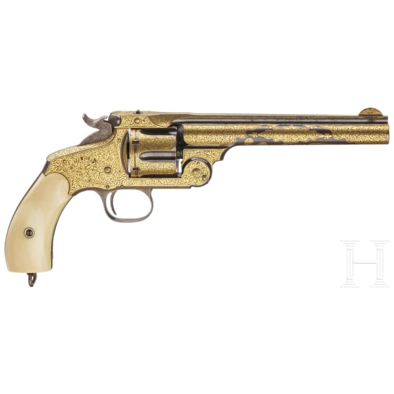 A gilded deluxe Smith & Wesson New Model No. 3 Revolver for the oriental market