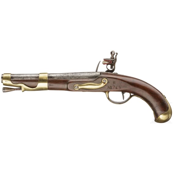 A French flintlock pistol Mod. 1763/66 2nd version, St. Etienne, circa 1775