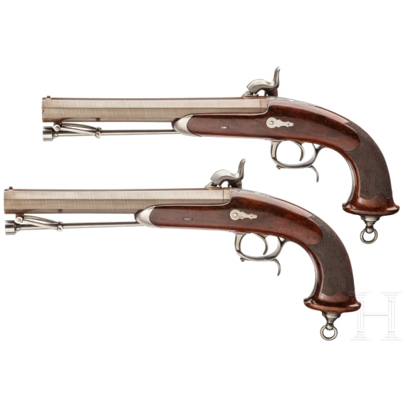 A French pair of M 1833 officer's pistols, 2nd model
