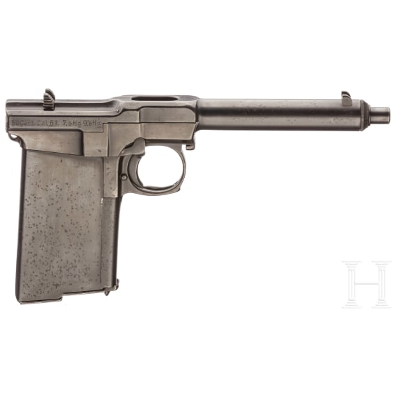 Sunngard Mod. 1909 prototype, experimental sheet-metal gun with two magazines with matching numbers