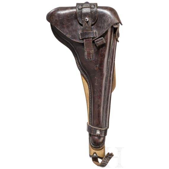 Lange Pistole 08, DWM 1917, mit nummerngleichem Brett und Tasche