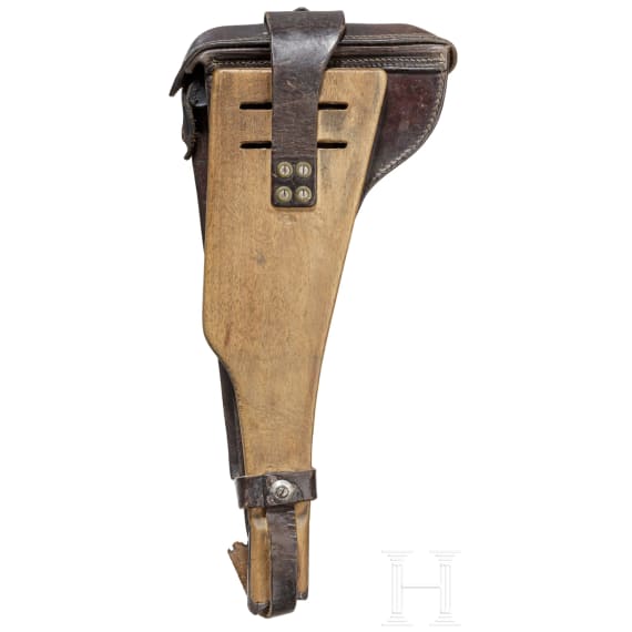 Lange Pistole 08, DWM 1917, mit nummerngleichem Brett und Tasche