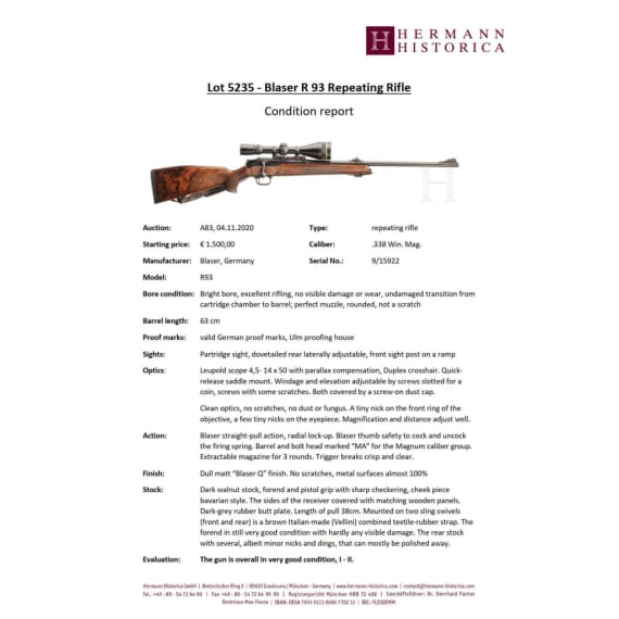Repetierb&uuml;chse Blaser R 93, mit ZF Leupold