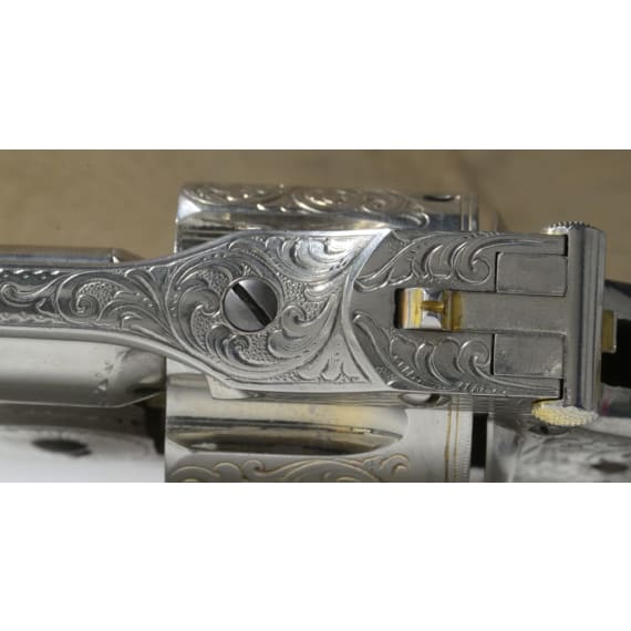 A cased deluxe Model 3 Russian First Model with engraved nickel finish