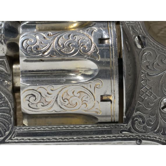 A cased deluxe Model 3 Russian First Model with engraved nickel finish