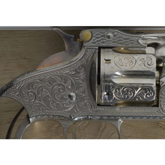 A cased deluxe Model 3 Russian First Model with engraved nickel finish