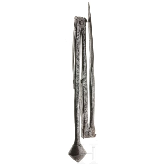 A foldable Afghan iron javelin, 19th century