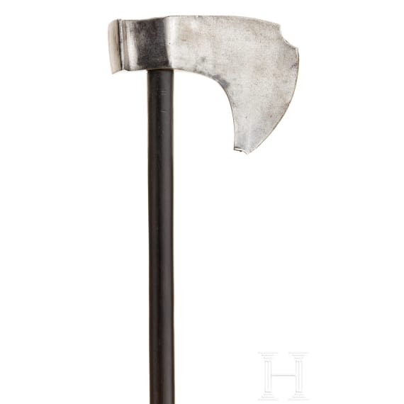 An Indian battle axe (tabar) made of fine damask steel, circa 1800