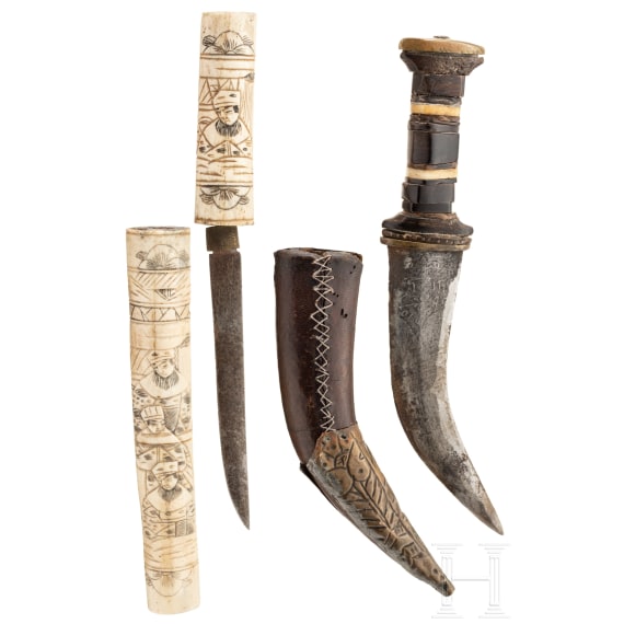 A Japanese knife and a Kurdish dagger, circa 1900