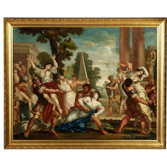 An Italian painting "The Abduction of the Sabine Women", after Pietro da Cortona, 18./19. Jhdt.