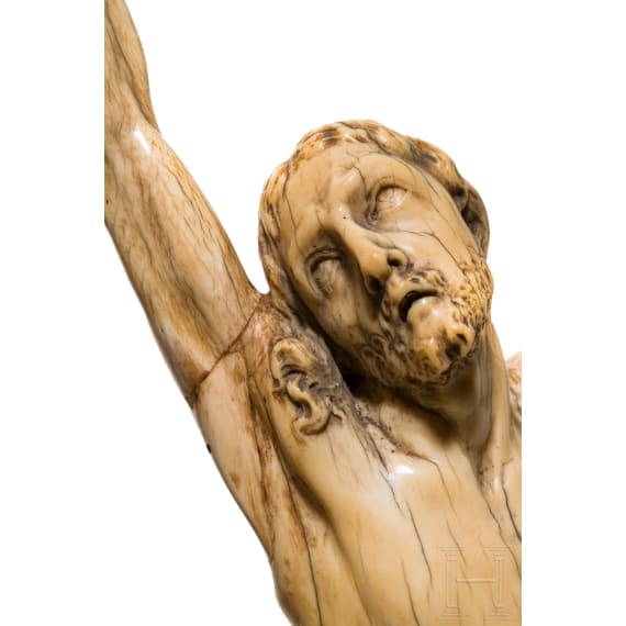 A extraordinary large Flemish body of Christ in ivory, 17th century