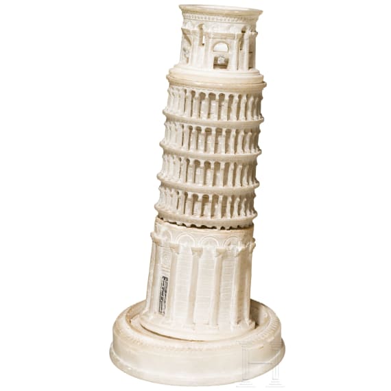 An Italian Grand Tour Object in alabster, The Leaning Tower of Pisa, circa 1900