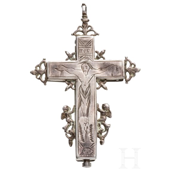 A silver cross with relics, Italy, 18th century