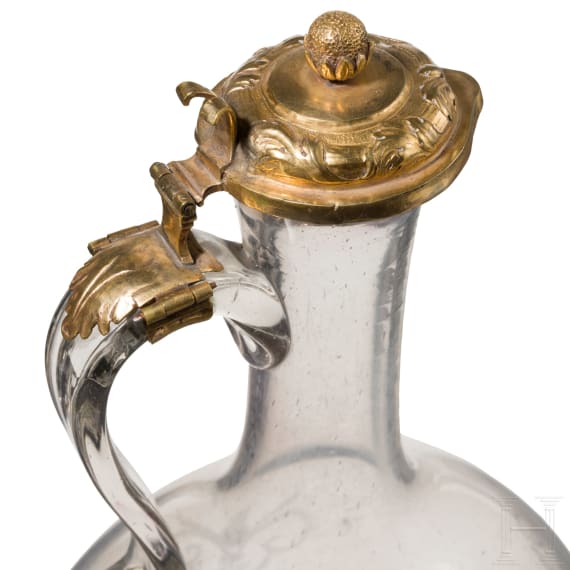 A South German glass jug with gilt mountings, 1st half of the 18th century