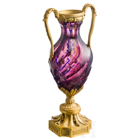 A neoclassical French vase with violet glass, 19th century