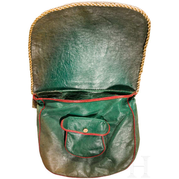 A hunting bag and rifle strap with pearl embroidery, German, mid-19th century