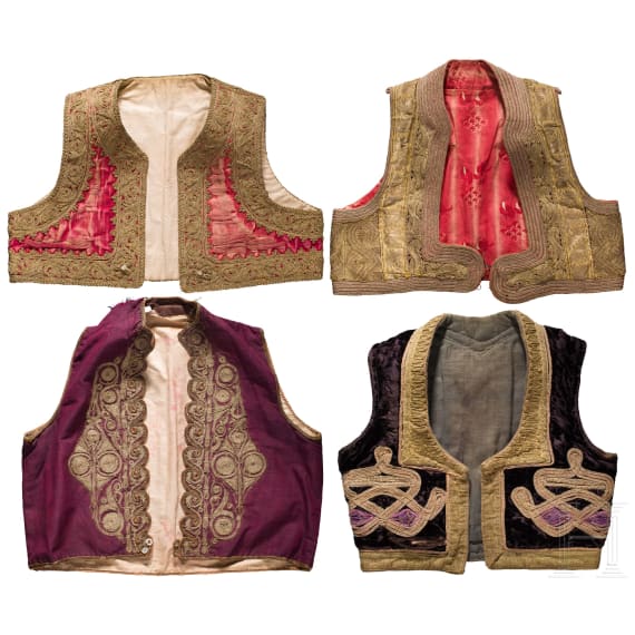 Four embroidered Balkan Turkish waistcoats, 1st half of 20th century