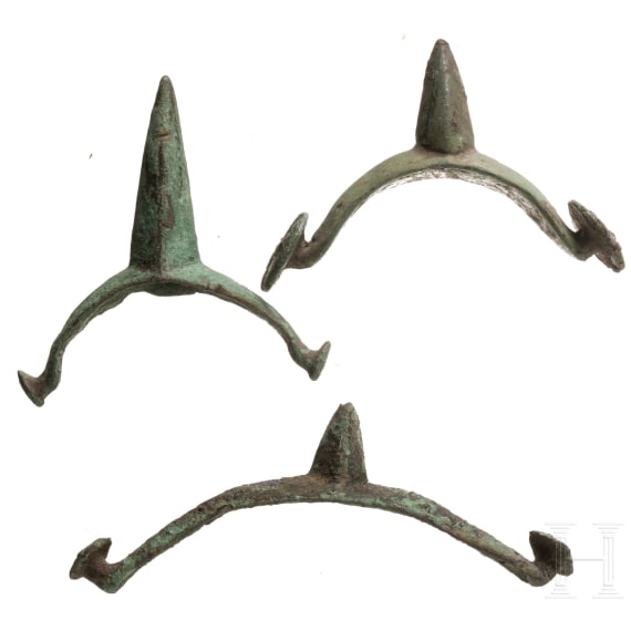 Three Late Celtic spikes, bronze, 1st century B.C.