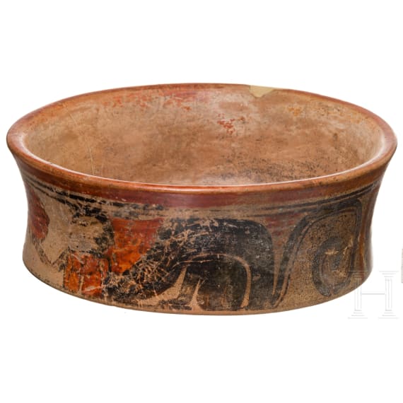 A Maya bowl decorated with spider monkeys, Guatemala, late classical period, 600 - 900 A.D.