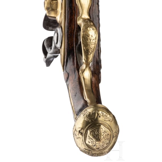 A long flintlock pistol, Gilles de Cologne, Liège, circa 1720
