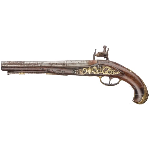 A flintlock pistol, Belgian/French, circa 1730