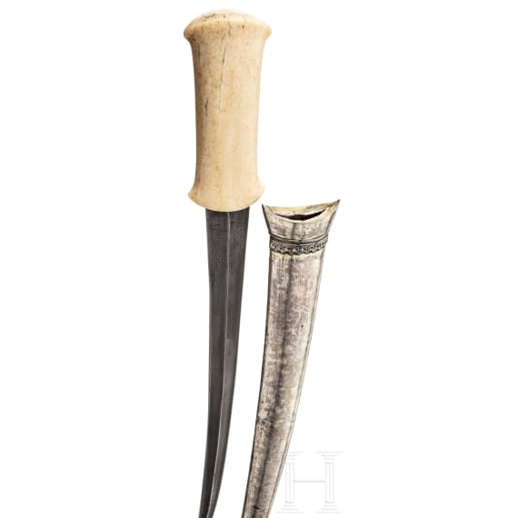 An Ottoman dagger with grip made of walrus ivory, circa 1800