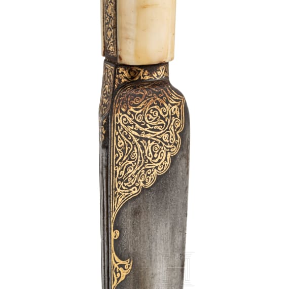 A gold-inlaid Persian kard, circa 1800