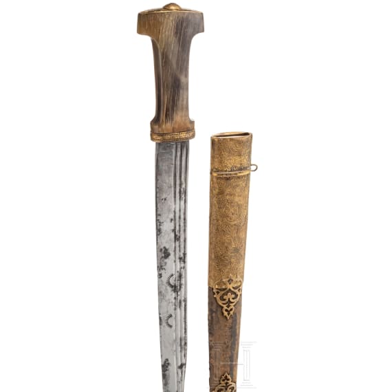 A long northern African dagger with rhino horn hilt, 19th century