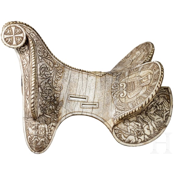 An Italian Gothic saddle with lavish bone veneer in 15th century style, 19th century