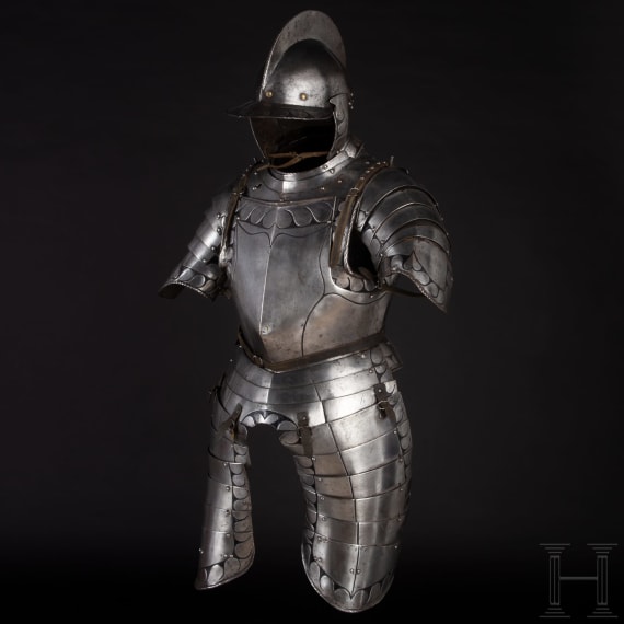 A South German black and white half armour for a man-at-arms, circa 1560