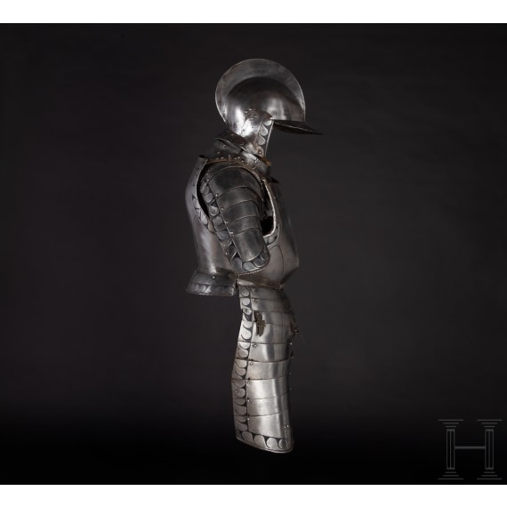 A South German black and white half armour for a man-at-arms, circa 1560