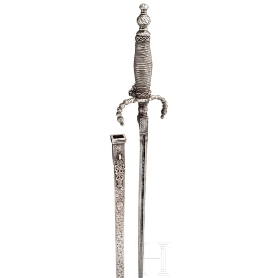 A Venetian silver-mounted dagger, dated 1767