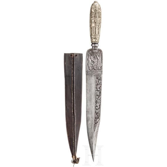 A large Ligurian knife with chiselled decor, circa 1800