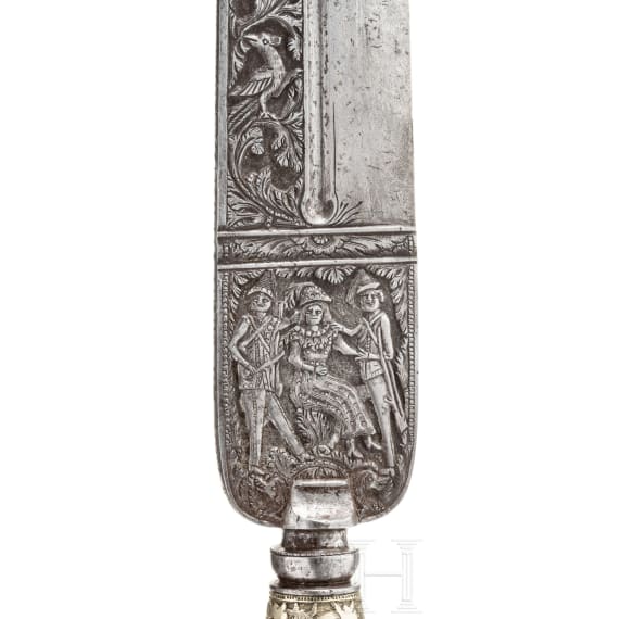 Großes Messer mit Eisenschnittdekor, Ligurien, um 1800