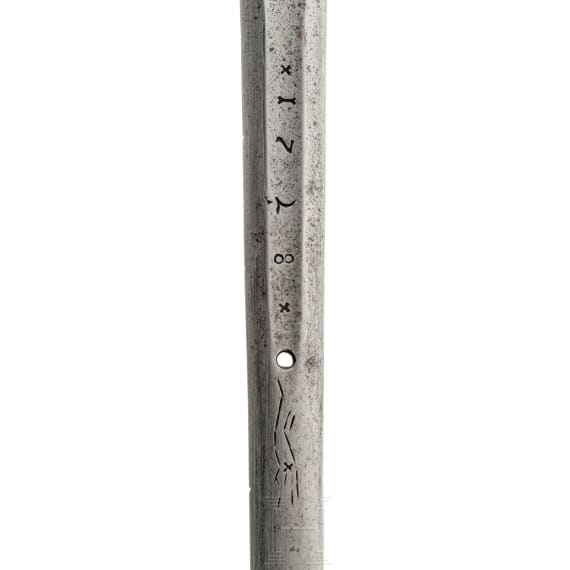 A German hunting hanger with scabbard, dated 1728