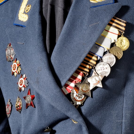 The parade jacket of a lieutenant colonel of the KGB with nine awards, circa 1950–70