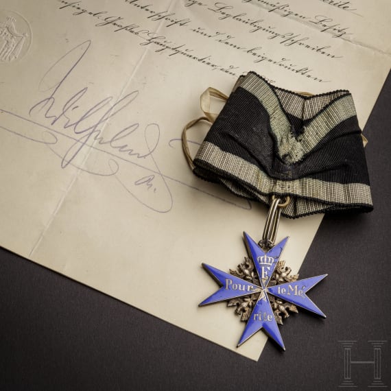 Lieutenant Colonel Erich Böhme – an order "Pour le Mérite" with award document