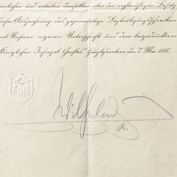 Lieutenant Colonel Erich Böhme – an order "Pour le Mérite" with award document