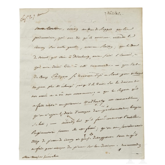 Napoleon I – a letter signed by his own hand, Vitebsk, 7.8.1812